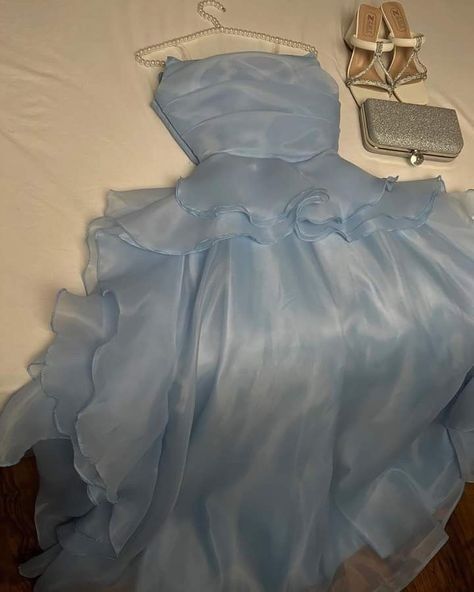 Elegant Blue A-line Sleeveless Ruffled Tulle Formal Prom Gown Evening Dress TP2080