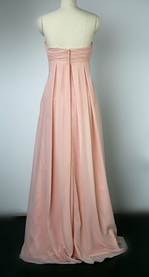 Pink A-line Strapless Chiffon Bridesmaids Ball Gown TP2086