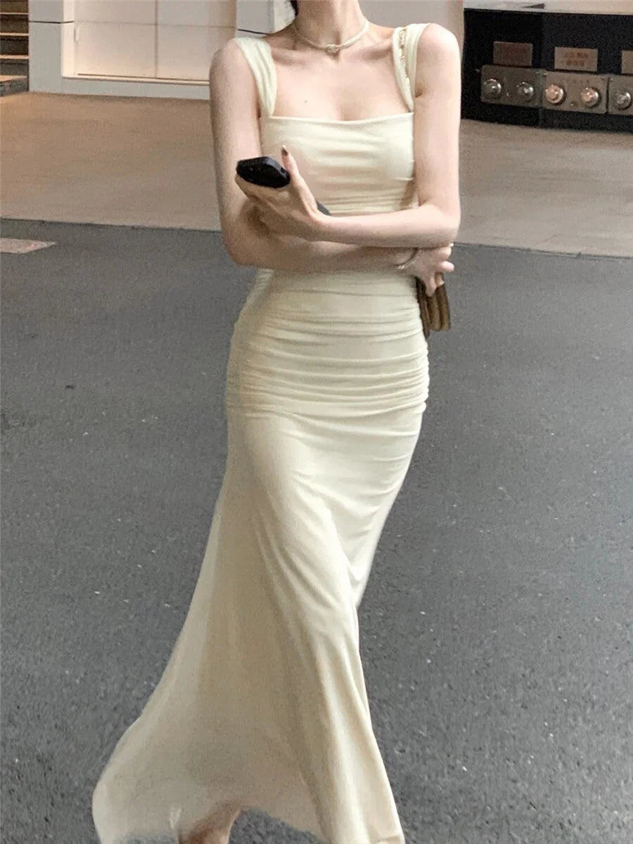 Elegant Light Yellow Mermaid Short Sleeve Chiffon Ankle-Length Dress Ball Gown TP2087