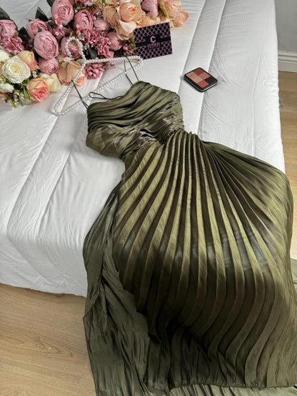Elegant Green A-line Slit Spaghetti Strap Long Formal Prom Dress Evening Gown TP2088