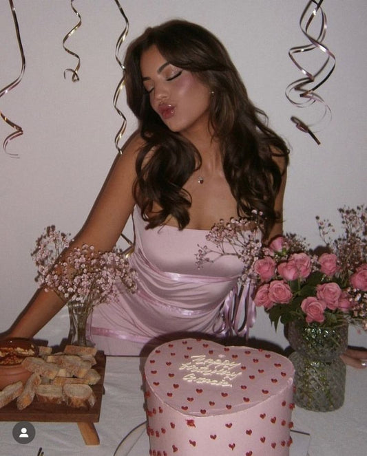 Chic Pink Off Shoulder Sleeveless Mini Birthday Party Dress Homecoming Dress TP2089