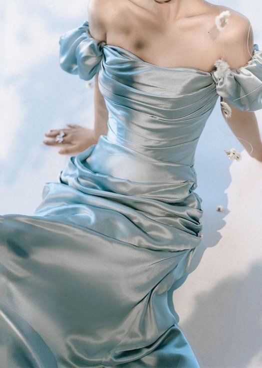 Elegant Blue Mermaid Off Shoulder Slit Formal Bridesmaids Prom Dress TP2094