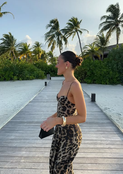 Sexy Flowy Leopard Print Spaghetti Strap Floor Length Party Dress Evening Gown TP2096