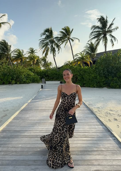 Sexy Flowy Leopard Print Spaghetti Strap Floor Length Party Dress Evening Gown TP2096