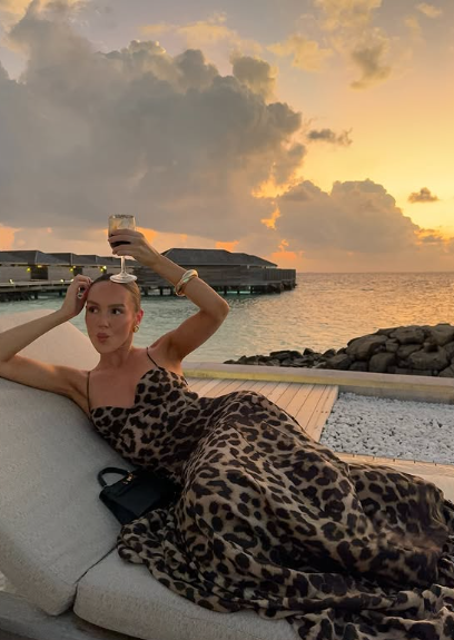 Sexy Flowy Leopard Print Spaghetti Strap Floor Length Party Dress Evening Gown TP2096