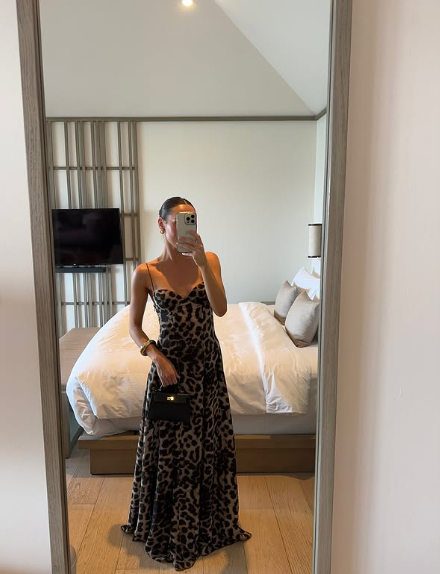 Sexy Flowy Leopard Print Spaghetti Strap Floor Length Party Dress Evening Gown TP2096