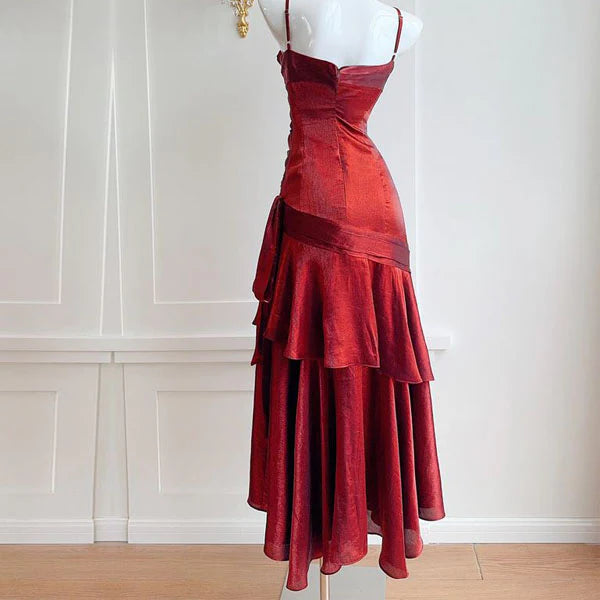 Wine Red Straps Mermaid Long Party Dress, Wine Red Evening Dress Formal Dress TP2129