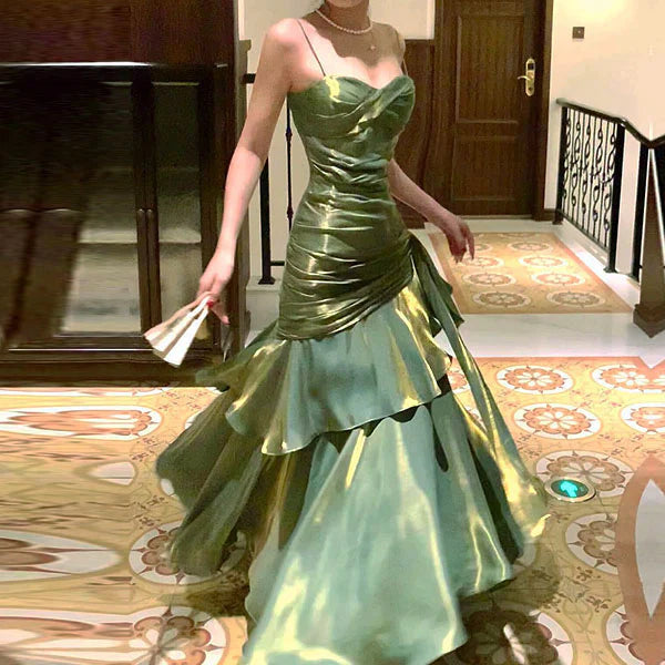 Wine Red Straps Mermaid Long Party Dress, Wine Red Evening Dress Formal Dress TP2129