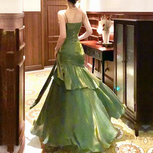 Wine Red Straps Mermaid Long Party Dress, Wine Red Evening Dress Formal Dress TP2129