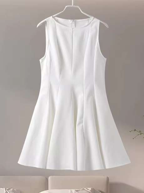Chic White A-Line Round-neck Party Dress Homecoming Dress Cocktail Dress TP2133