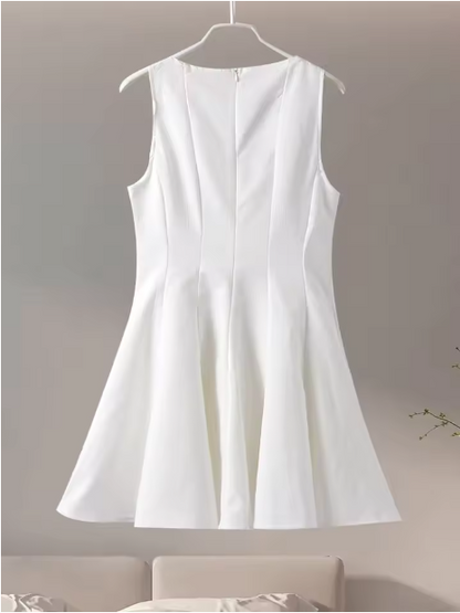 Chic White A-Line Round-neck Party Dress Homecoming Dress Cocktail Dress TP2133