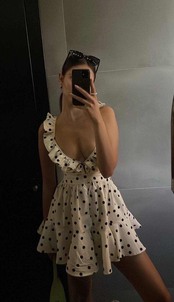 Sexy Black Polka Dot Low Cut Backless Mini Party Dress Prom Dress TP2136