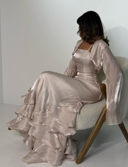 Vintage Pleated Ruffle Floor Length Ball Gown TP2161