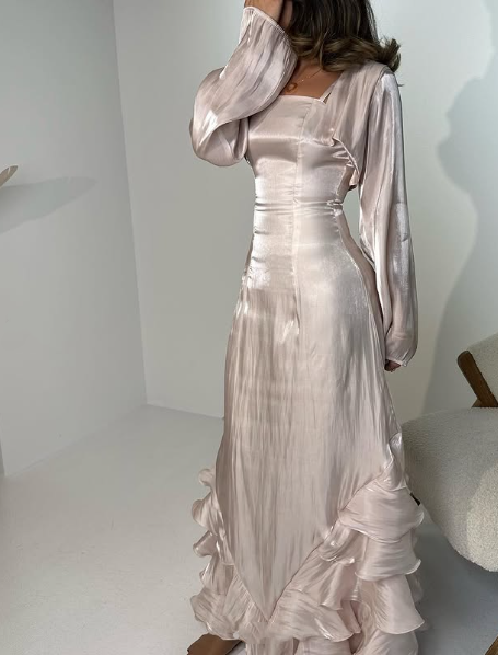 Vintage Pleated Ruffle Floor Length Ball Gown TP2161