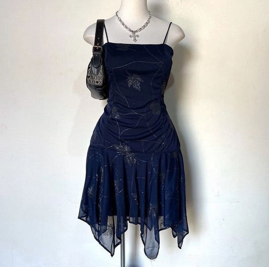 Navy Strapless A-Line Chiffon Mini Party Dress Prom Dress TP2175