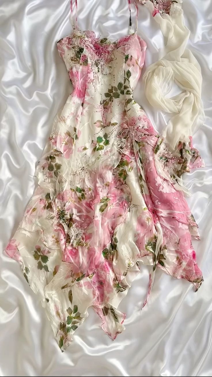 Sexy Pink A-line Printed Strap Chiffon Short Prom Gown Party Dress TP2177