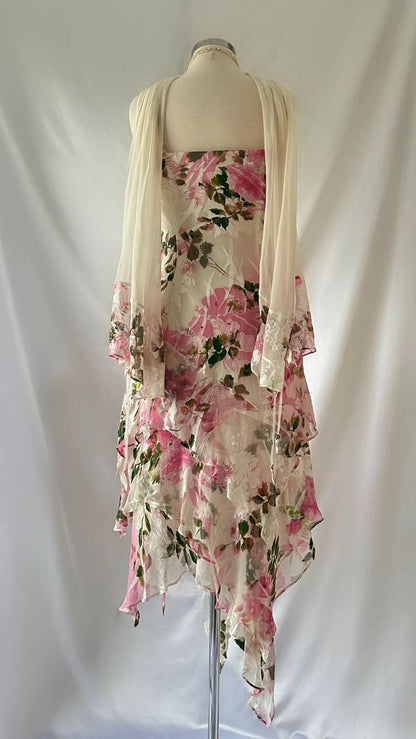Sexy Pink A-line Printed Strap Chiffon Short Prom Gown Party Dress TP2177