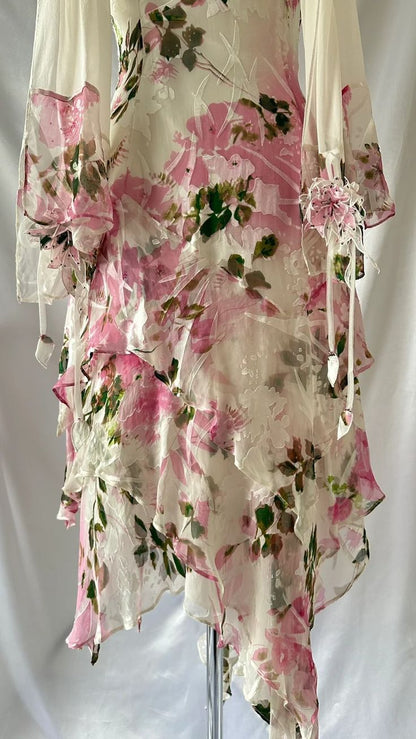 Sexy Pink A-line Printed Strap Chiffon Short Prom Gown Party Dress TP2177