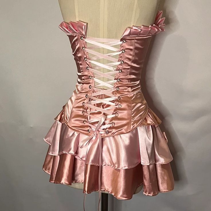 Sweet Pink Two Piece Satin Strapless Sweetheart Neck Mini Birthday Party Dress Prom Dress TP2180