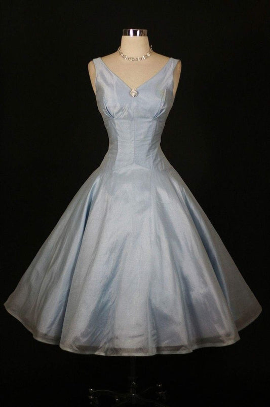 Simple Blue A-line V-neck Sleeveless Mini Party Dress Homecoming Dress TP2181