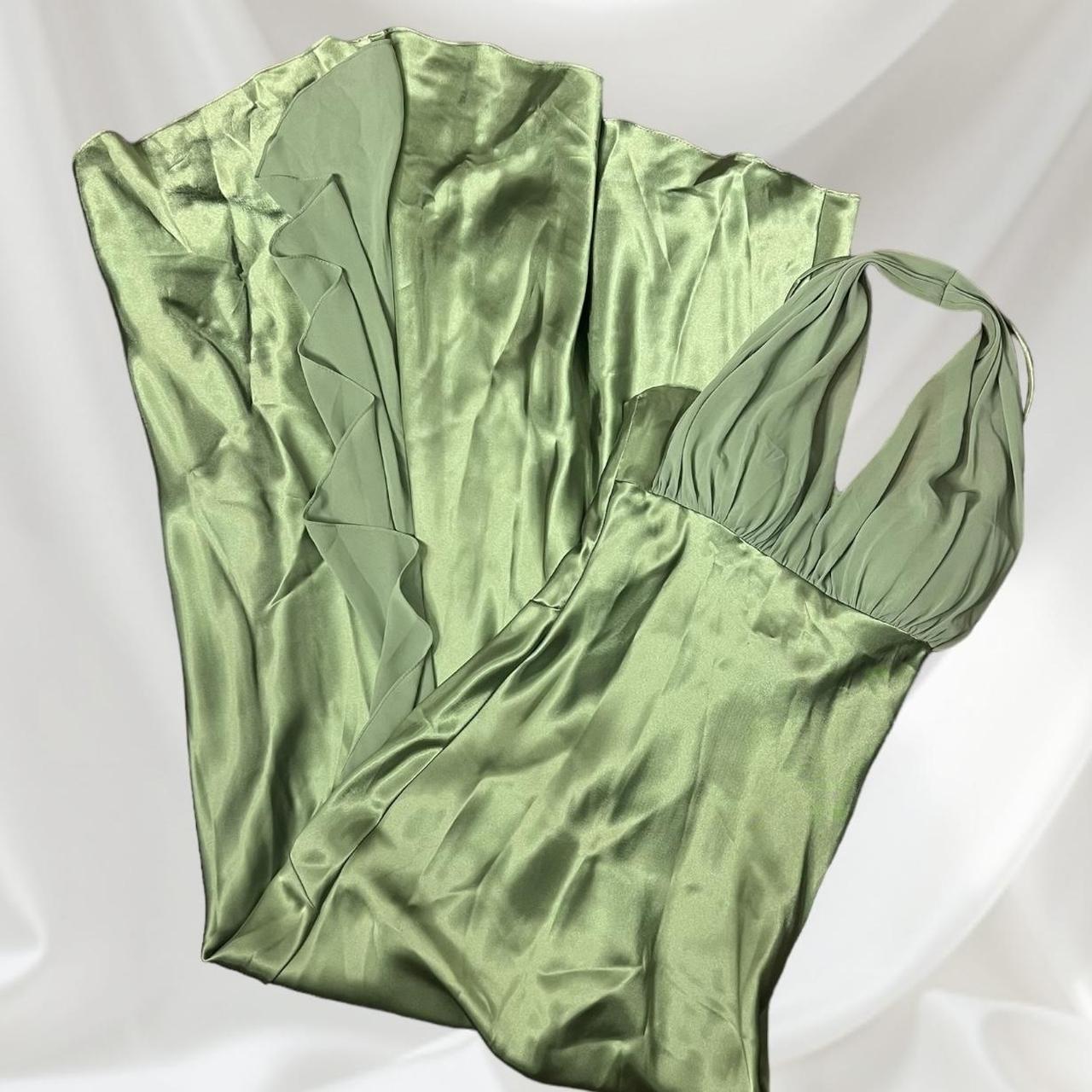 Sexy Green Halter Neck Low Cut Satin Mermaid Formal Prom Dress Evening Gown TP2183