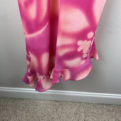 Vintage Pink Floral Ruffle Strap Short Ball Gown Evening Dress TP2211