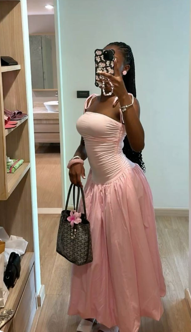 Sexy Pink A-line Strapless Long Ball Gown Evening Dress TP2217