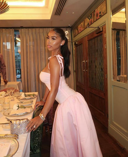 Sexy Pink A-line Strapless Long Ball Gown Evening Dress TP2217