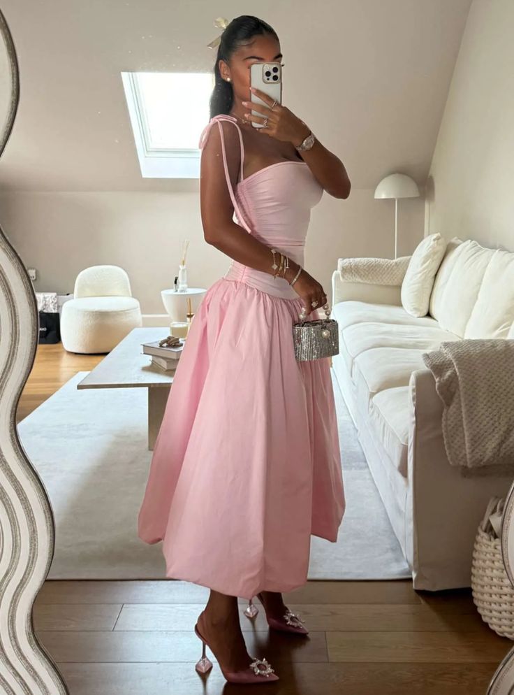 Sexy Pink A-line Strapless Long Ball Gown Evening Dress TP2217