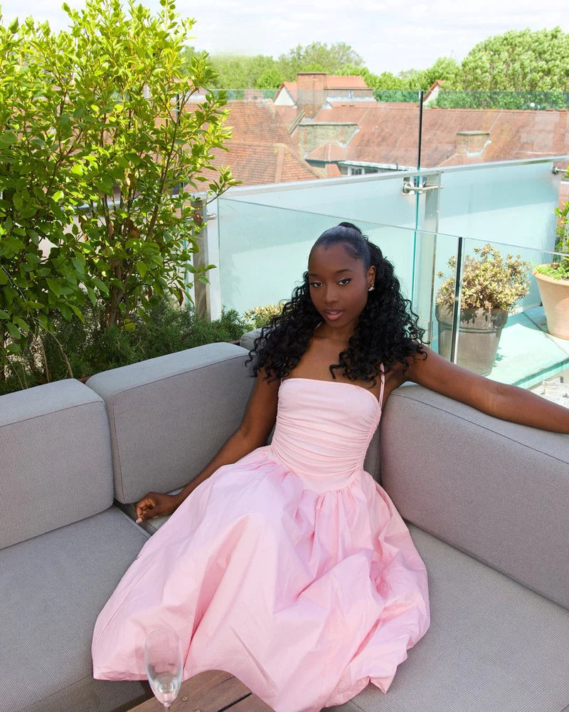 Sexy Pink A-line Strapless Long Ball Gown Evening Dress TP2217