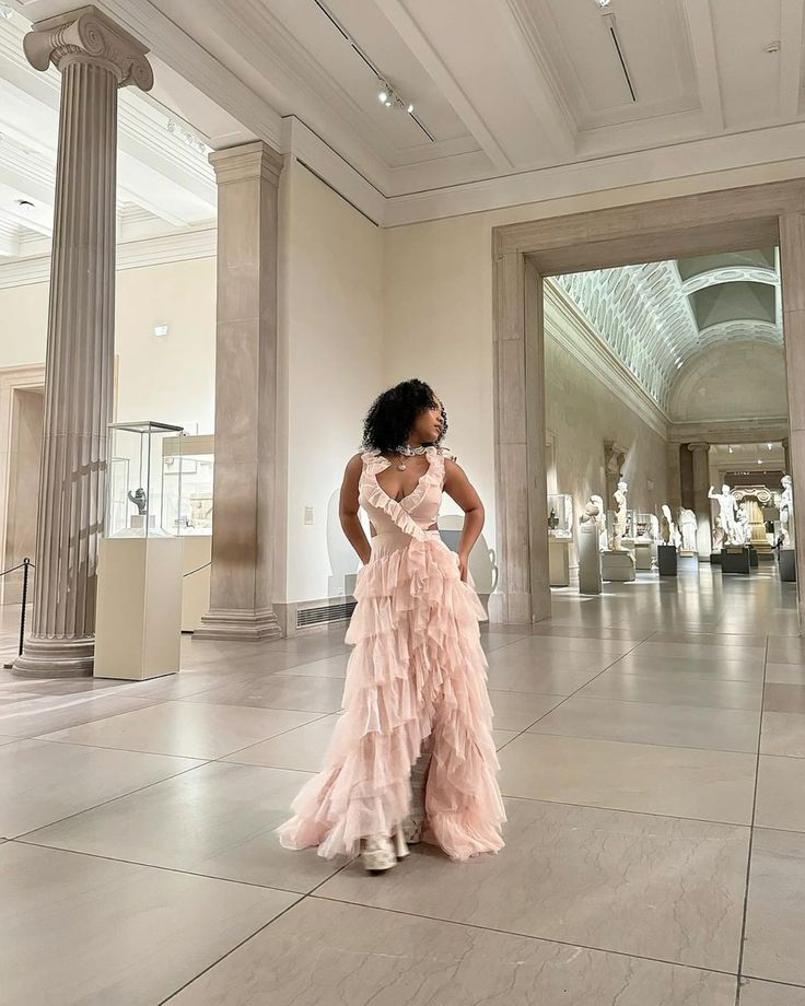 Sexy Pink A-line Low Neck Sleeveless Tulle Long Ball Gown Evening Dress TP2218