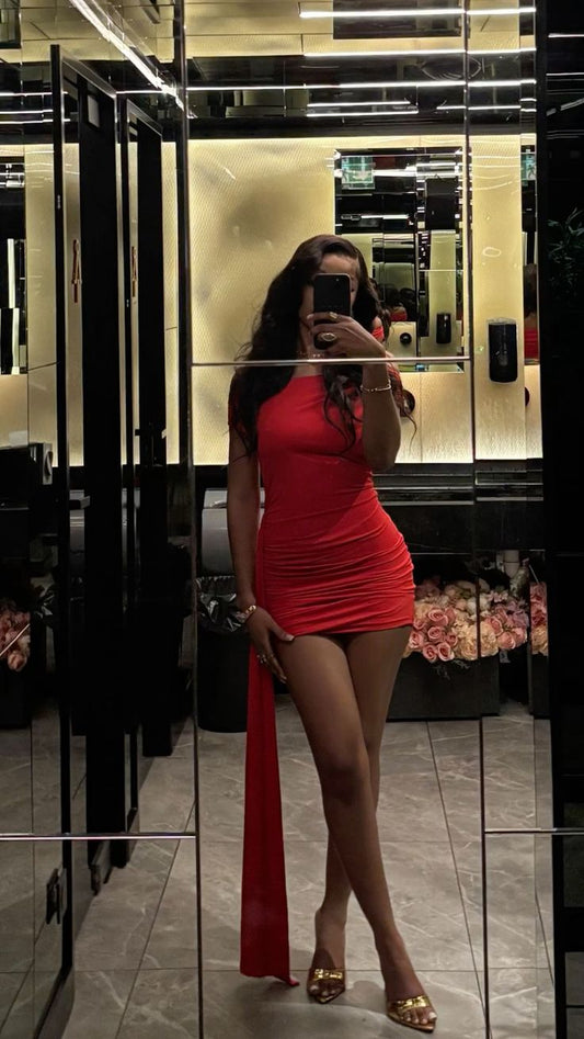 Sexy Red Off-the-shoulder Sleeveless Bodycon Short Prom Dress TP2225