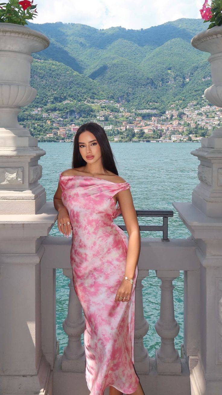 Elegant Pink Off Shoulder Satin Mermaid Long Ball Gown Evening Dress TP2247