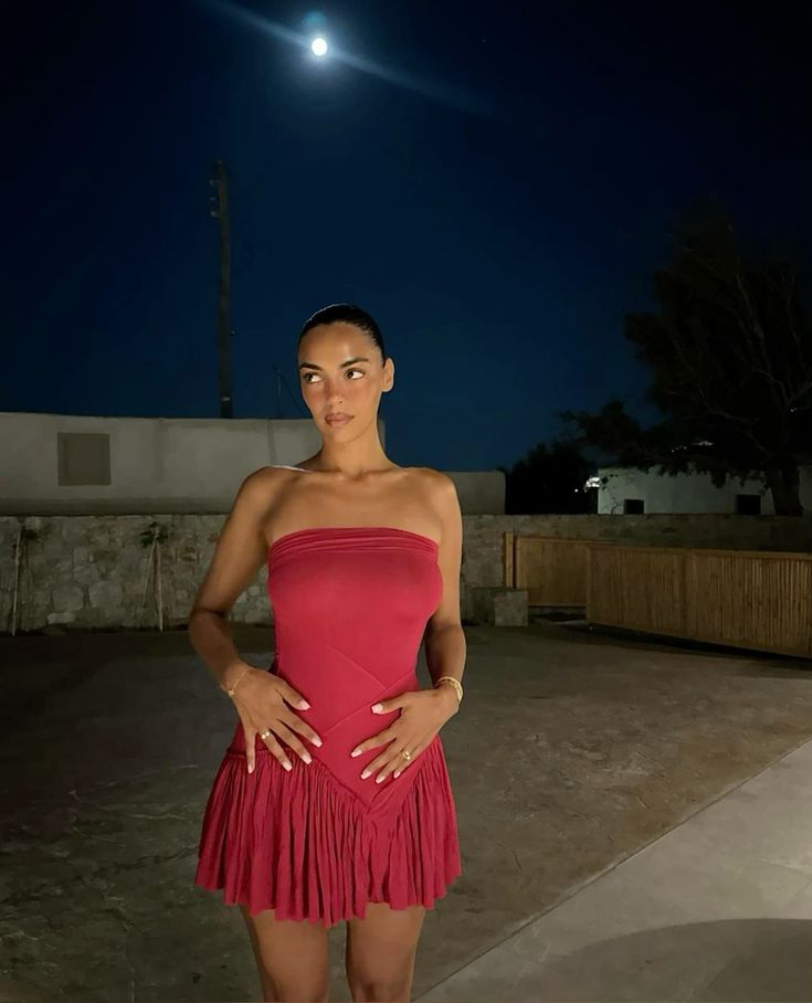 Strapless Burgundy Pleated Mini Ball Gown Evening Dress TP2284