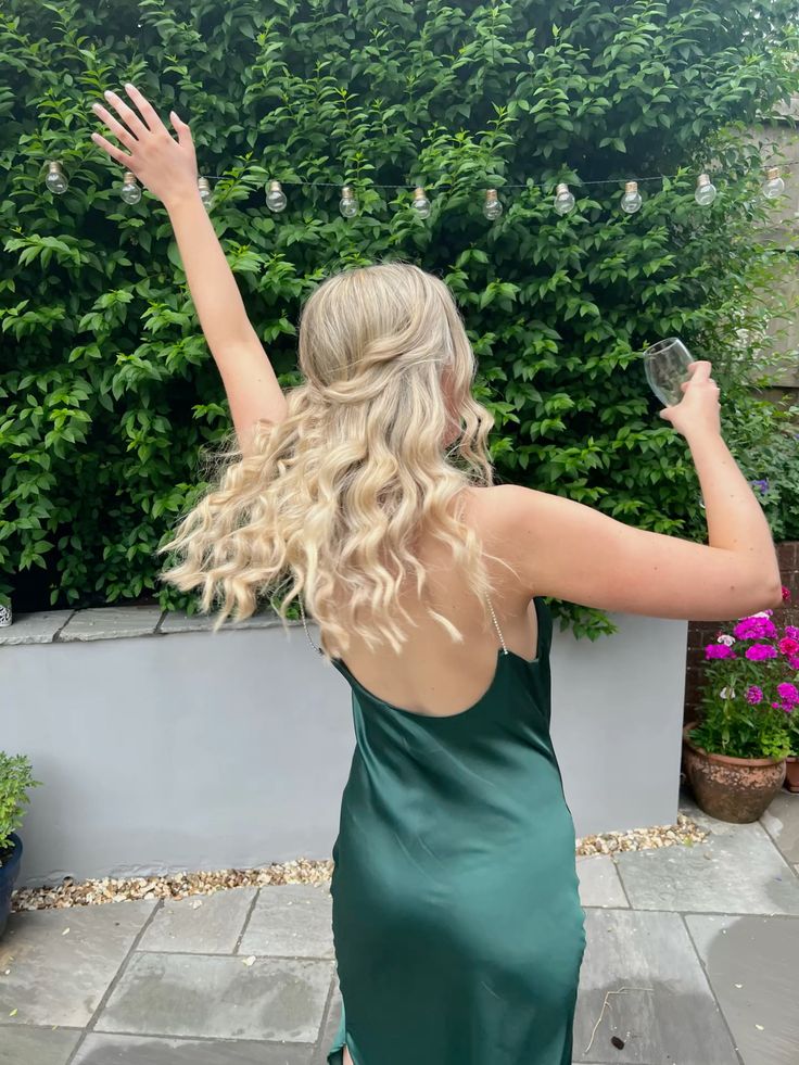 Elegant Green Spaghetti Strap Satin Backless Ankle-Length Prom Dress Evening Dress TP2297