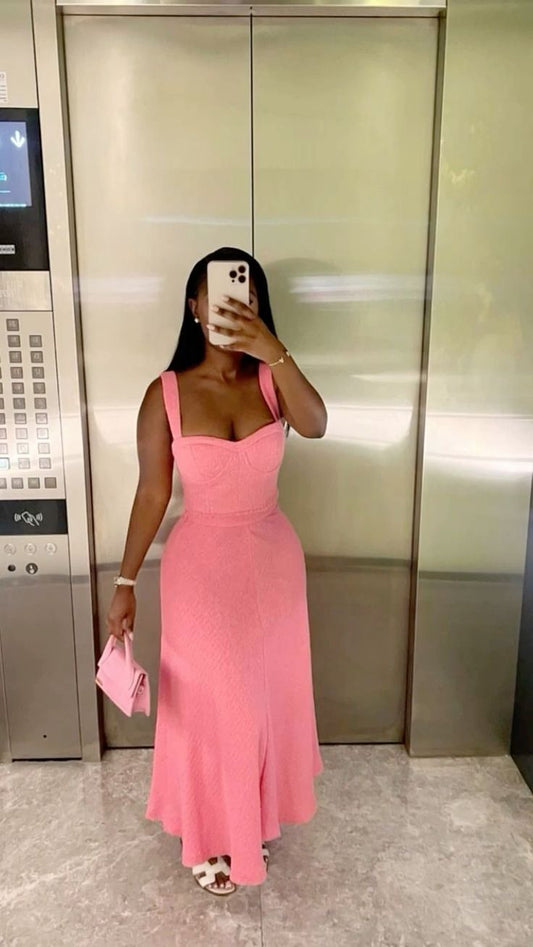 Pink Strap Sweetheart Neck Sleeveless Ankle-Length Prom Dress Party Dress TP2311