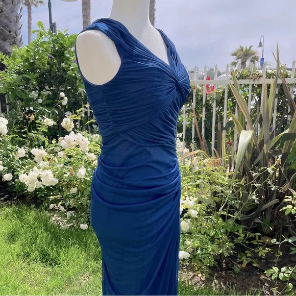 Vintage Navy Strapless Sleeveless Ruffled Mermaid Tulle Ball Gown Evening Dress TP2317