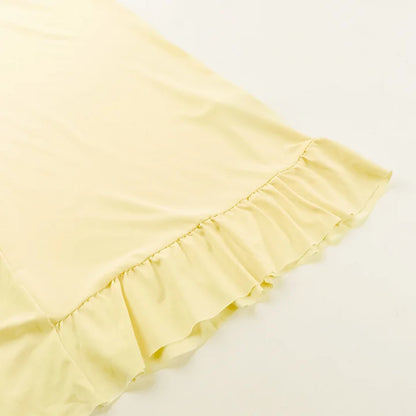 Elegant light yellow strap V-neck slit prom dress evening dress TP2344