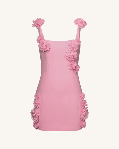 Sweet Pink 3D Flower Strap Bodycon Mini Birthday Party Dress Homecoming Dress TP2352