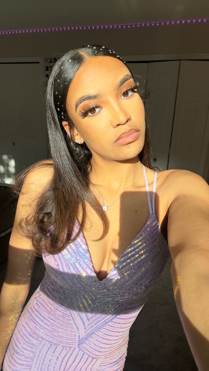 Sparkling Purple Straps V Neck Sequin Floor Length Prom Dress Bridesmaid Dress TP2360