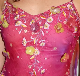 Spaghetti Strap Pink Sleeveless Floral Chiffon Ball Gown Party Dress TP2392