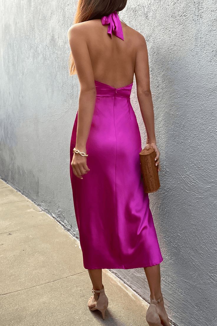 Elegant Satin Rose Purple Backless Off Shoulder Formal Prom Dress Evening Gown TP2408