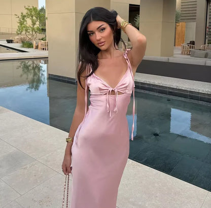 Spaghetti Strap Deep V Neck Satin Mermaid Long Prom Dress Evening Dress TP2445