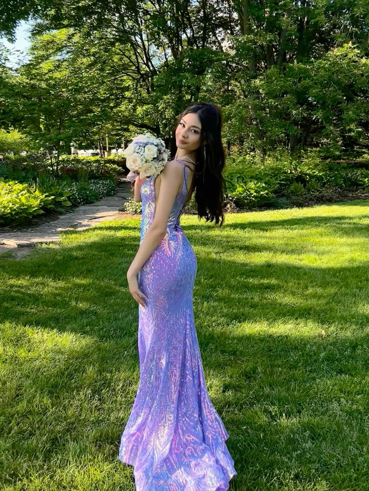 Gorgeous Purple Strap Mermaid Long Prom Dress Evening Gown TP2447