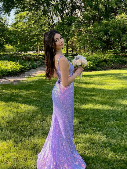 Gorgeous Purple Strap Mermaid Long Prom Dress Evening Gown TP2447
