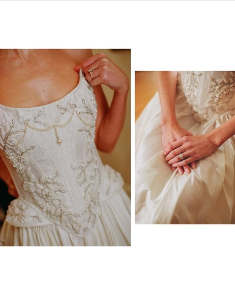 Vintage Ivory Strapless A-Line Wedding Dress with Train TP2484