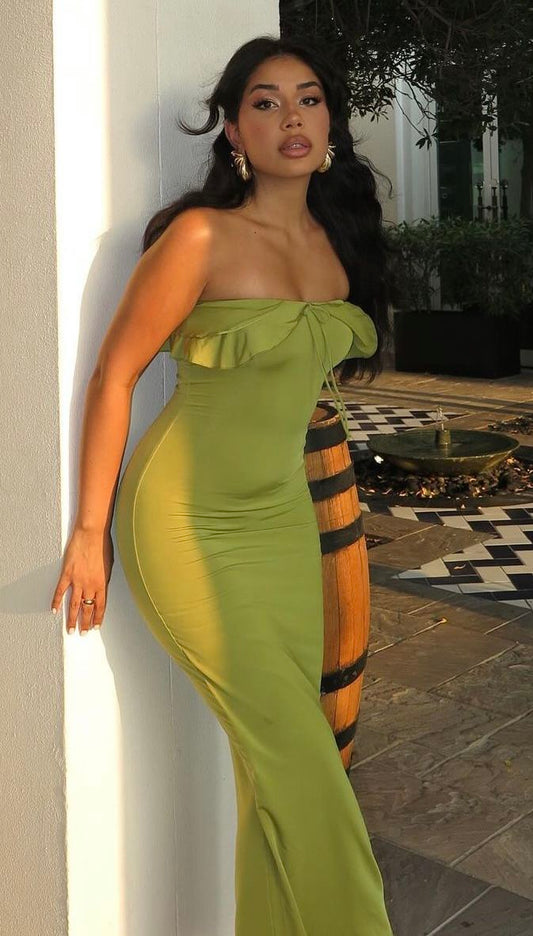 Sexy Green Off Shoulder Sleeveless Mermaid Long Prom Dress Evening Dress TP2496