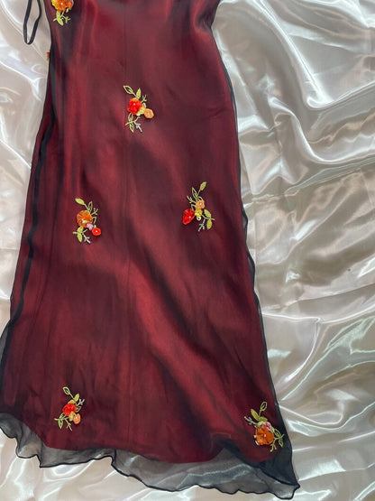 Sexy Burgundy Off-the-shoulder Sleeveless Embroidered Ball Gown Evening Dress TP2499