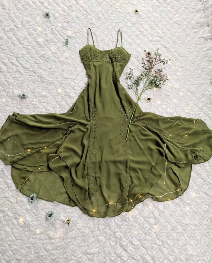 Soft Classic Strapless Sleeveless A-Line Green Beaded Chiffon Ball Gown Evening Dress TP2502