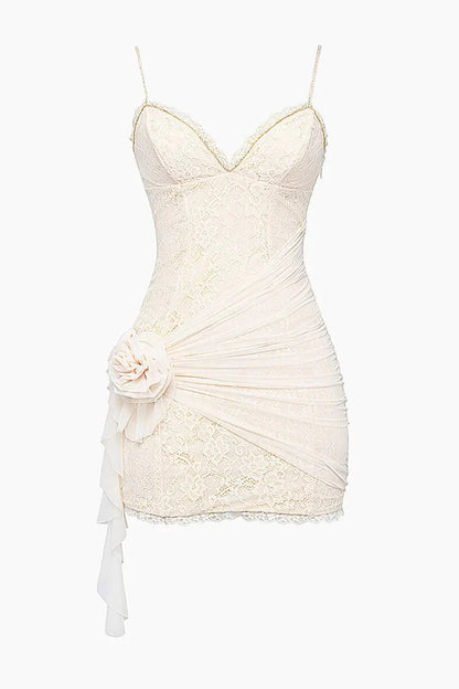 Sexy Lace Suspender Ivory V-Neck Bodycon Short Prom Dress Party Dress TP2504
